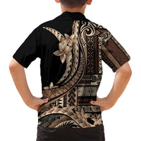 Samoa Siapo Mamanu Family Matching Summer Maxi Dress and Hawaiian Shirt Plumeria Black Motifs LT7 - Polynesian Pride
