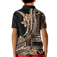 Samoa Siapo Mamanu Kid Polo Shirt Plumeria Black Motifs LT7 - Polynesian Pride