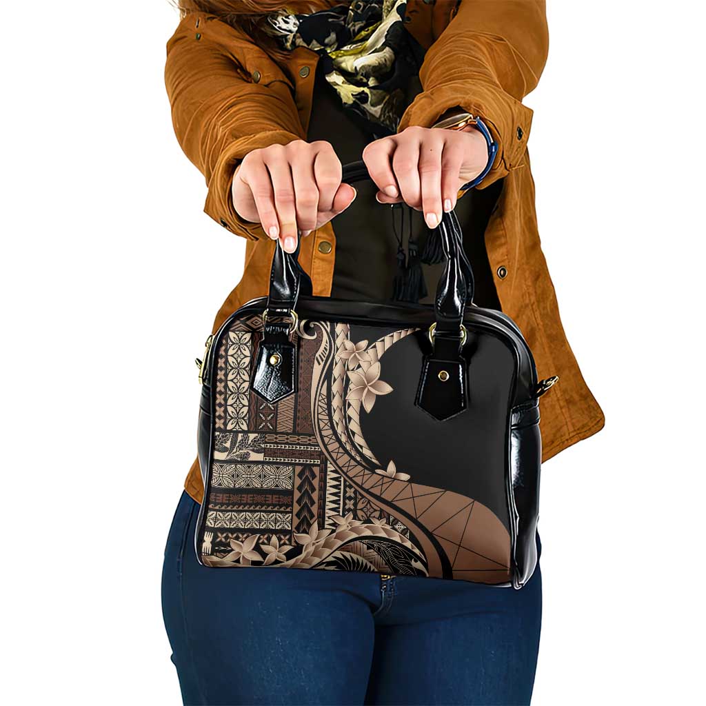 Samoa Siapo Mamanu Shoulder Handbag Plumeria Black Motifs LT7 One Size Black - Polynesian Pride