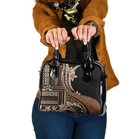Samoa Siapo Mamanu Shoulder Handbag Plumeria Black Motifs LT7 One Size Black - Polynesian Pride