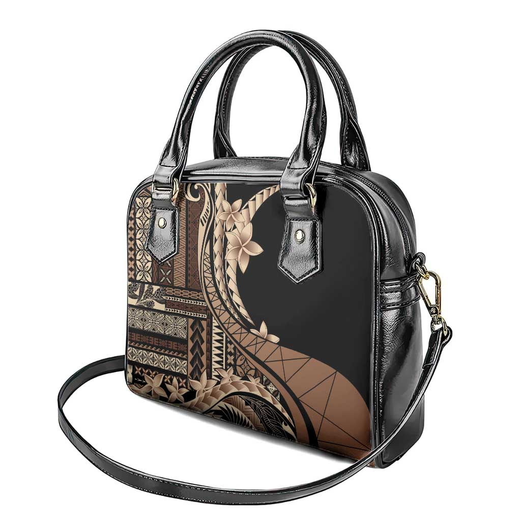 Samoa Siapo Mamanu Shoulder Handbag Plumeria Black Motifs LT7 - Polynesian Pride