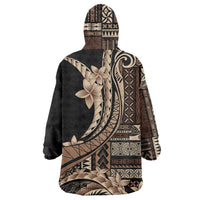 Samoa Siapo Mamanu Wearable Blanket Hoodie Plumeria Black Motifs LT7 - Polynesian Pride