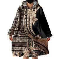 Samoa Siapo Mamanu Wearable Blanket Hoodie Plumeria Black Motifs LT7 - Polynesian Pride