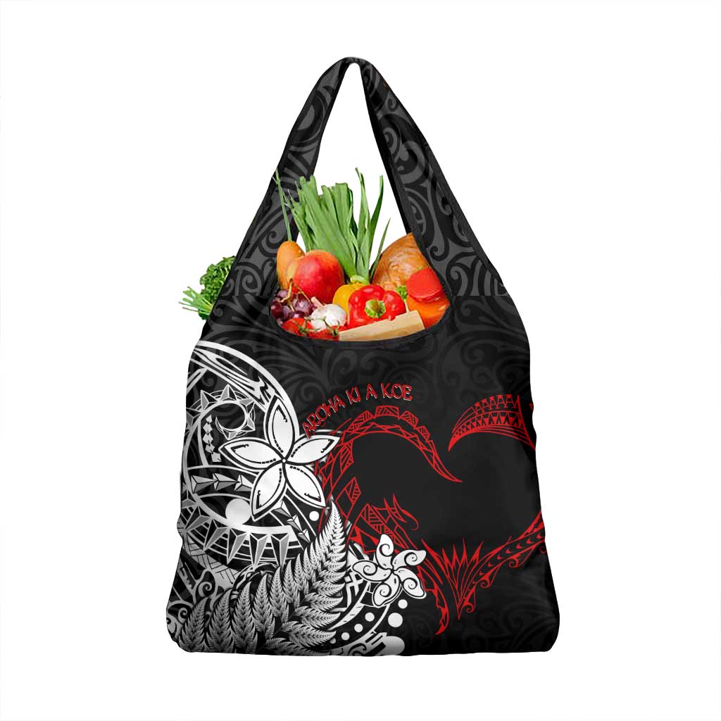 Valentine New Zealand Grocery Bag Aotearoa Couple Maori Aroha Ki a Koe LT7 1-pack One Size Black - Polynesian Pride