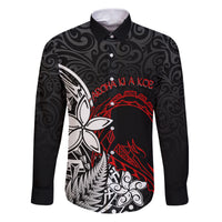 New Zealand Aotearoa Valentine Family Matching Puletasi and Hawaiian Shirt Couple Maori Aroha Ki a Koe Ver.02 LT7 Dad's Shirt - Long Sleeve Black - Polynesian Pride