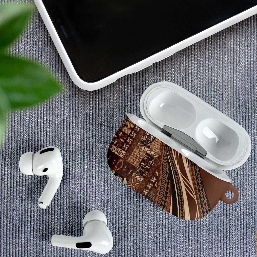 Pasifika Women's Day - Samoa Siapo Malu Tattoo Inspired AirPods Case Brown