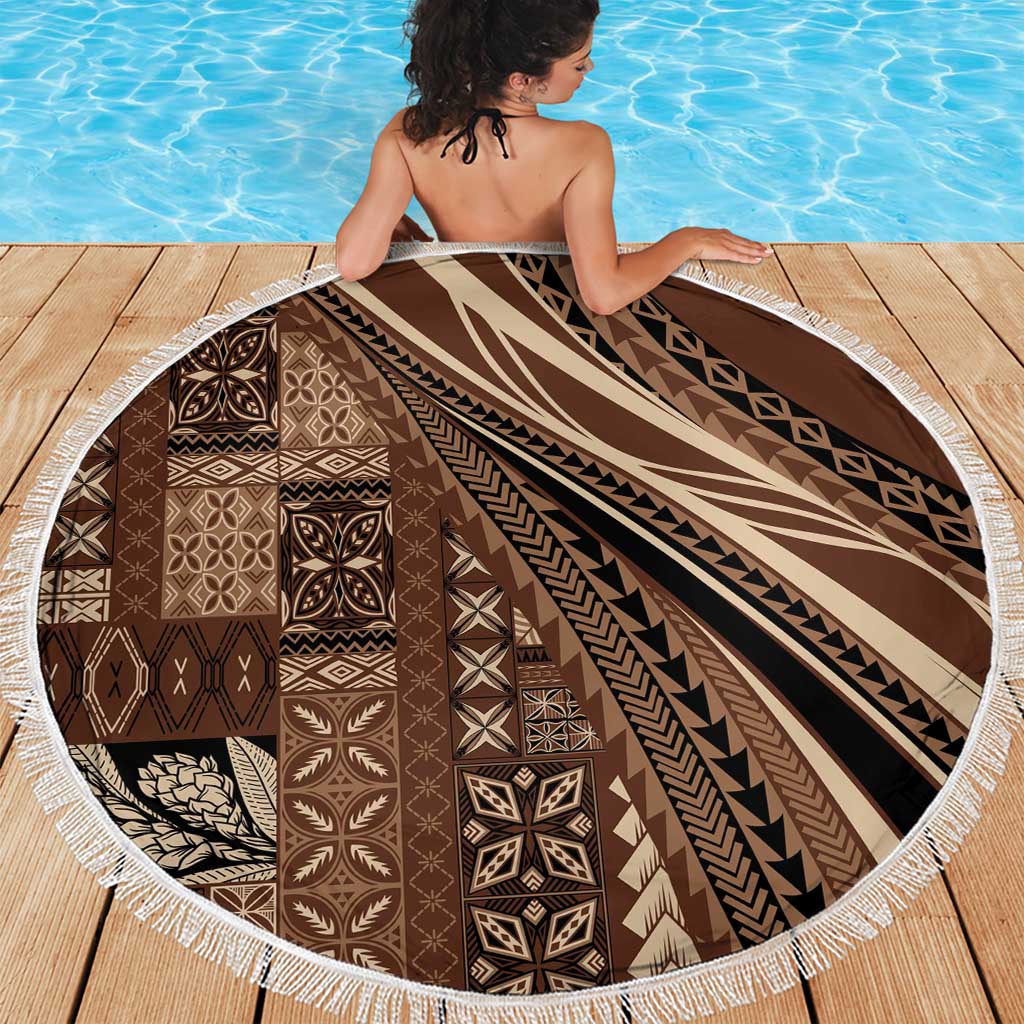 Pasifika Women's Day - Samoa Siapo Malu Tattoo Inspired Beach Blanket Brown