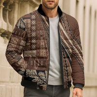 Pasifika Women's Day - Samoa Siapo Malu Tattoo Inspired Bomber Puffer Jacket Brown