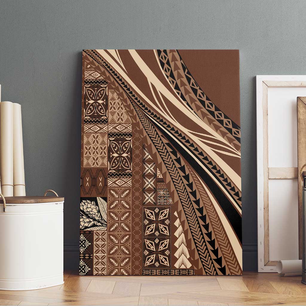 Pasifika Women's Day - Samoa Siapo Malu Tattoo Inspired Canvas Wall Art Brown
