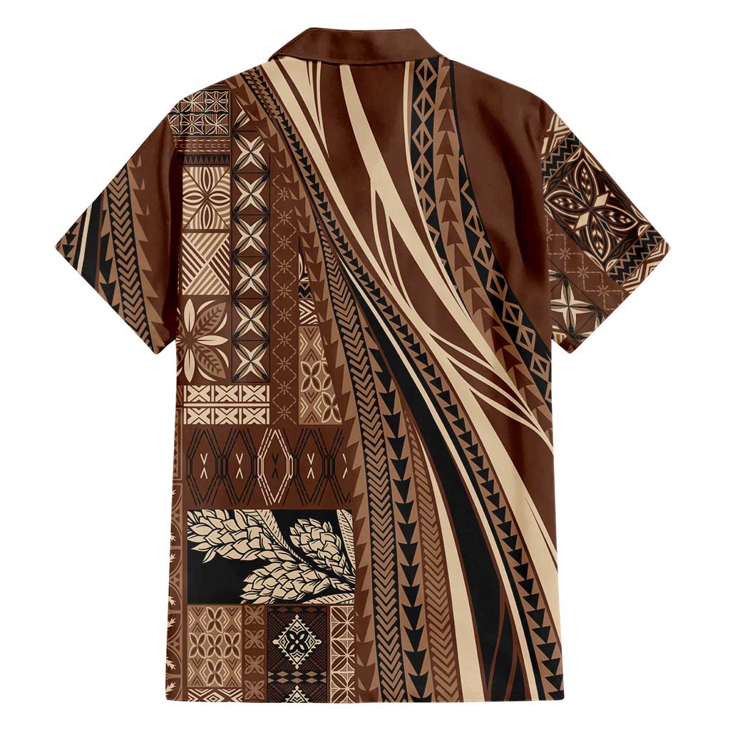 Pasifika Women's Day - Samoa Siapo Malu Tattoo Inspired Family Matching Mermaid Dress and Hawaiian Shirt Brown LT7 - Polynesian Pride