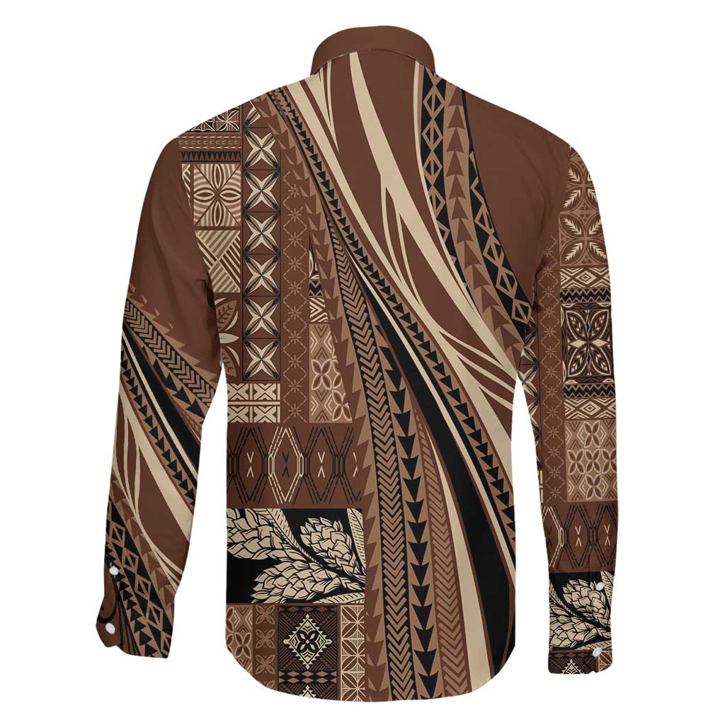 Pasifika Women's Day - Samoa Siapo Malu Tattoo Inspired Family Matching Mermaid Dress and Hawaiian Shirt Brown LT7 - Polynesian Pride