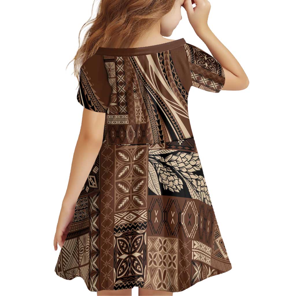 Pasifika Women's Day - Samoa Siapo Malu Tattoo Inspired Family Matching Summer Maxi Dress and Hawaiian Shirt Brown LT7 - Polynesian Pride