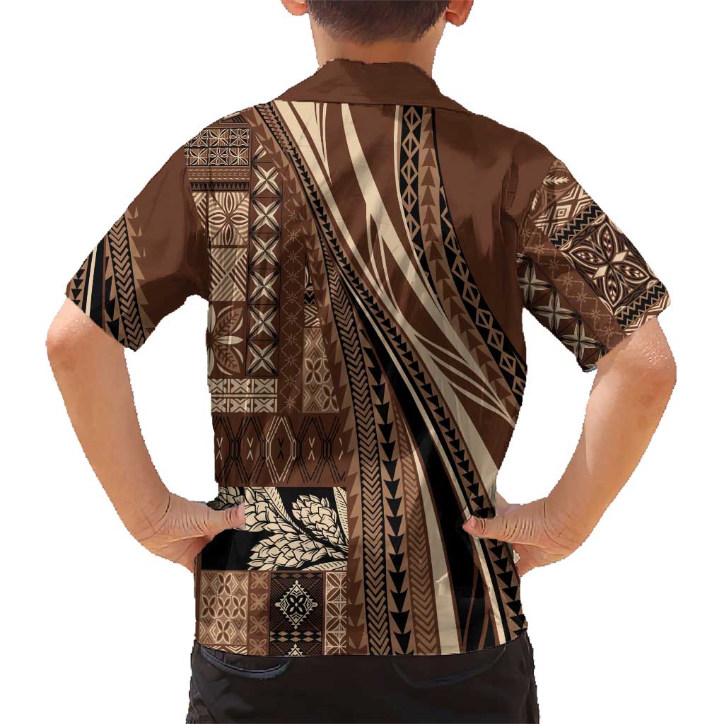 Pasifika Women's Day - Samoa Siapo Malu Tattoo Inspired Family Matching Tank Maxi Dress and Hawaiian Shirt Brown LT7 - Polynesian Pride