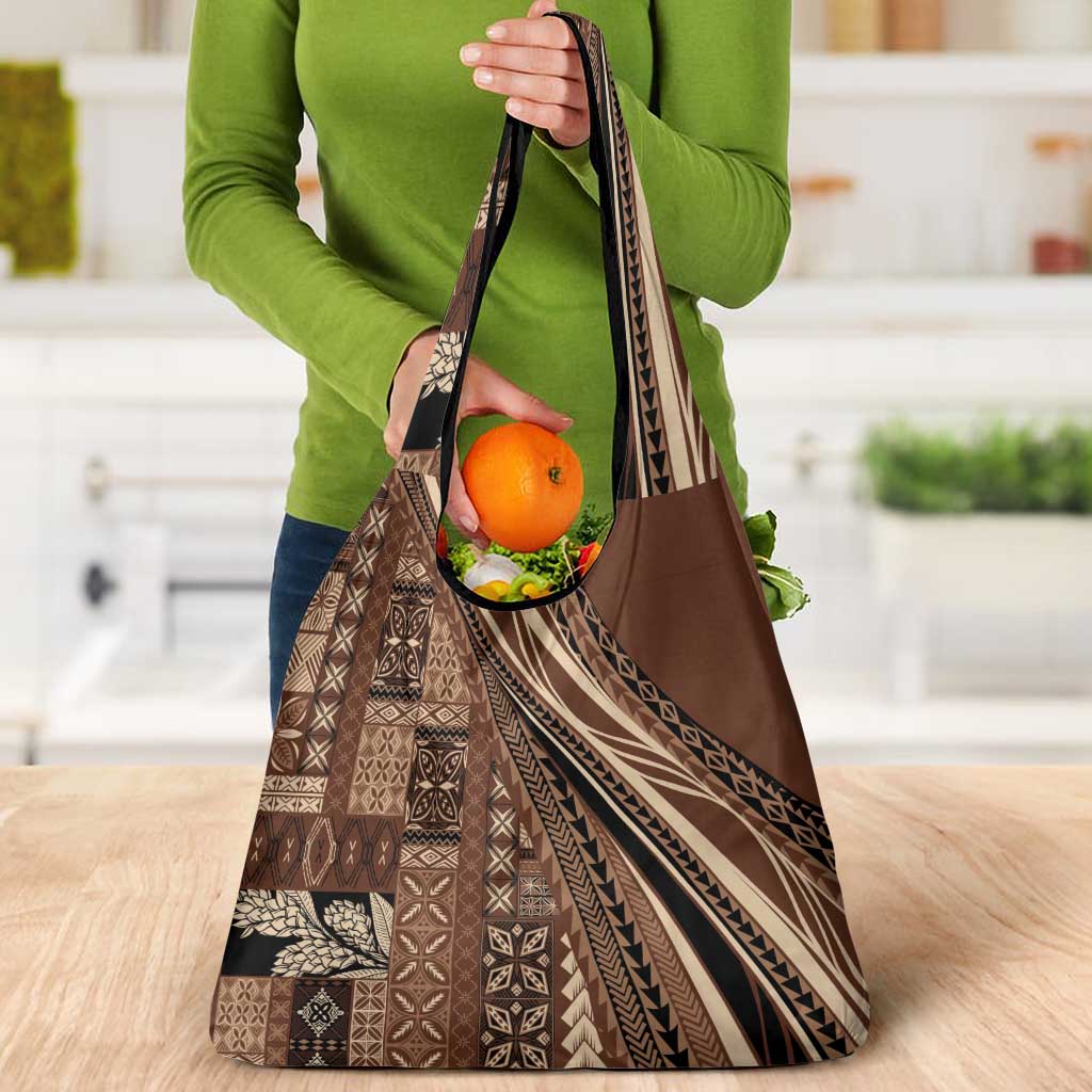 Pasifika Women's Day - Samoa Siapo Malu Tattoo Inspired Grocery Bag Brown