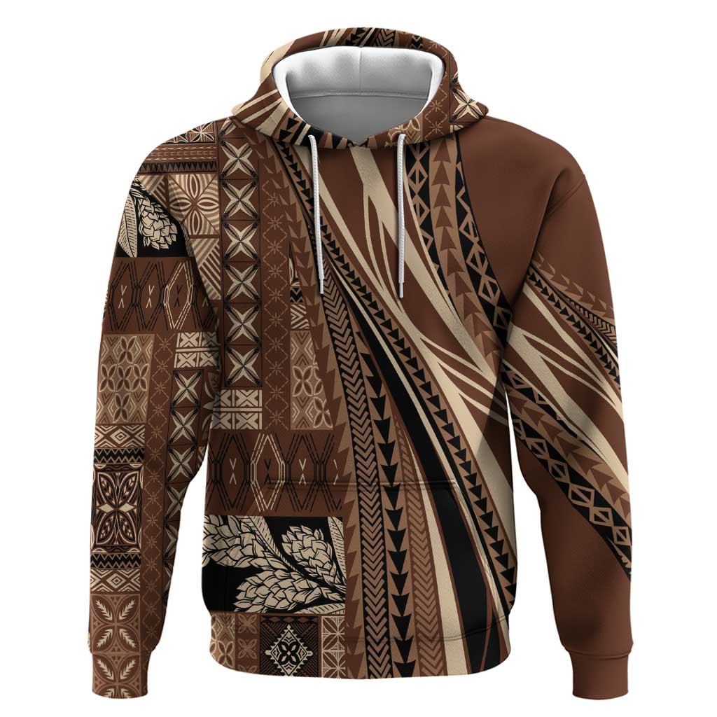 Pasifika Women's Day - Samoa Siapo Malu Tattoo Inspired Hoodie Brown
