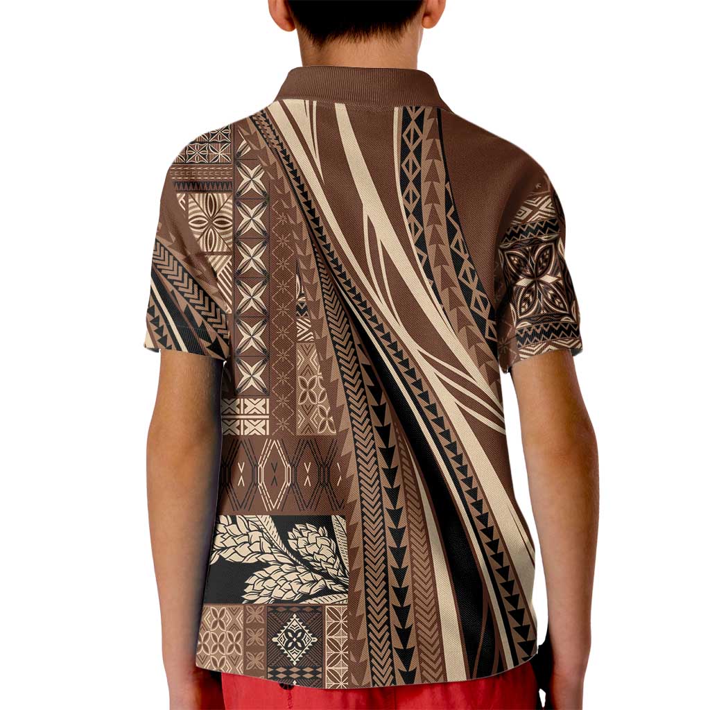 Pasifika Women's Day - Samoa Siapo Malu Tattoo Inspired Kid Polo Shirt Brown