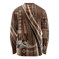 Pasifika Women's Day - Samoa Siapo Malu Tattoo Inspired Long Sleeve Shirt Brown