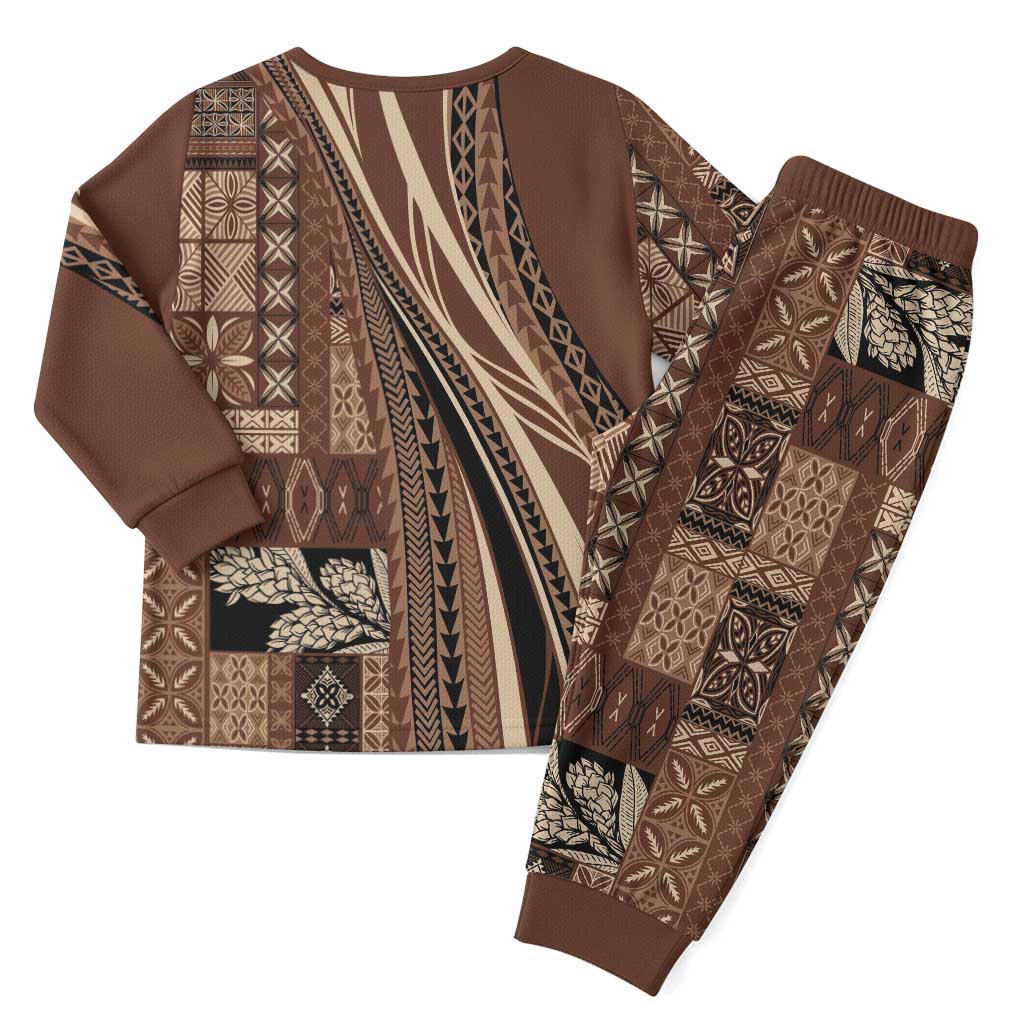 Pasifika Women's Day - Samoa Siapo Malu Tattoo Inspired Pajama Set Brown