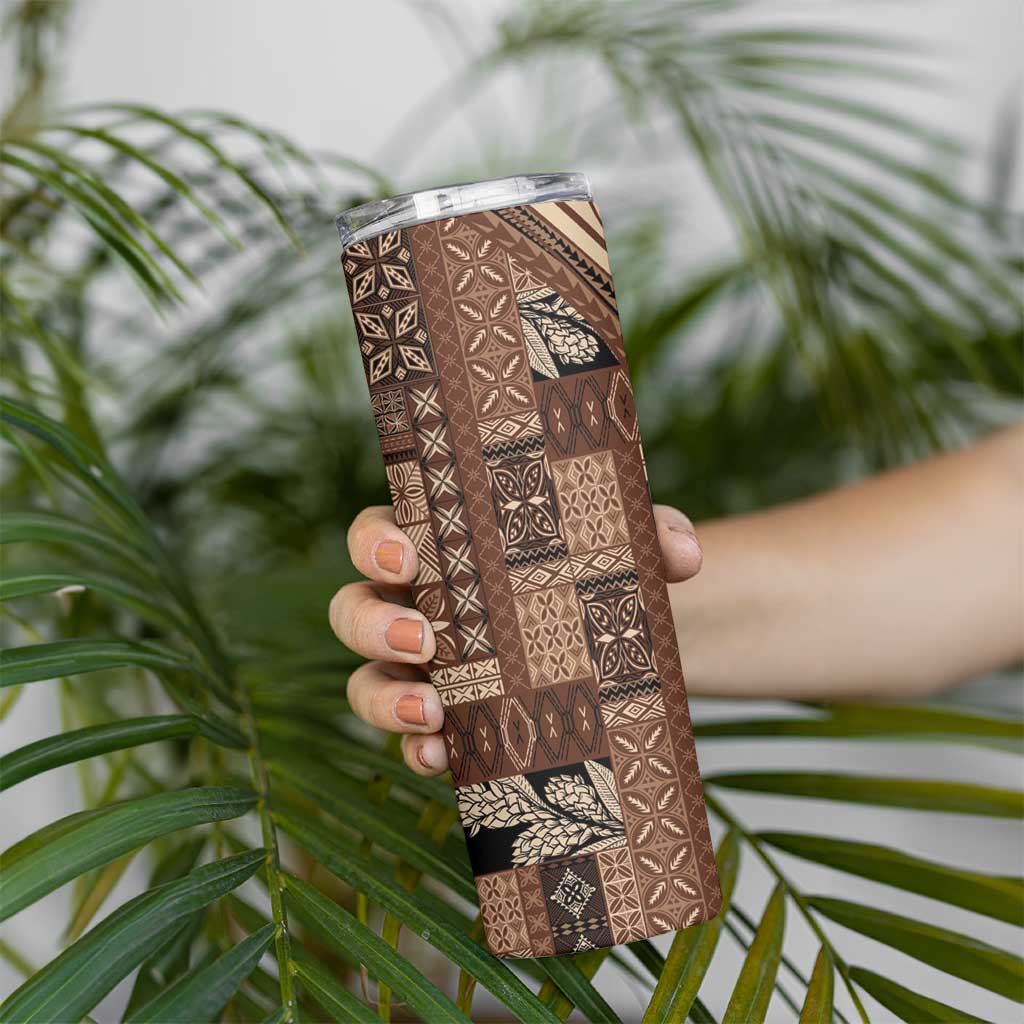 Pasifika Women's Day - Samoa Siapo Malu Tattoo Inspired Skinny Tumbler Brown