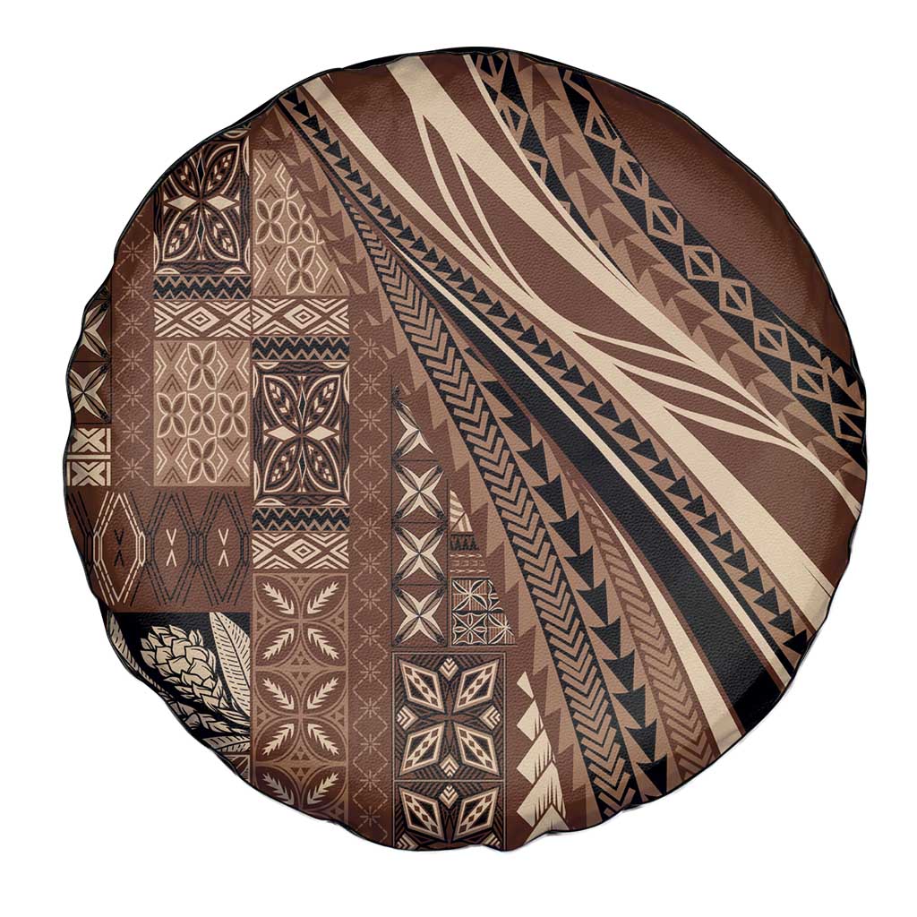 Pasifika Women's Day - Samoa Siapo Malu Tattoo Inspired Spare Tire Cover Brown