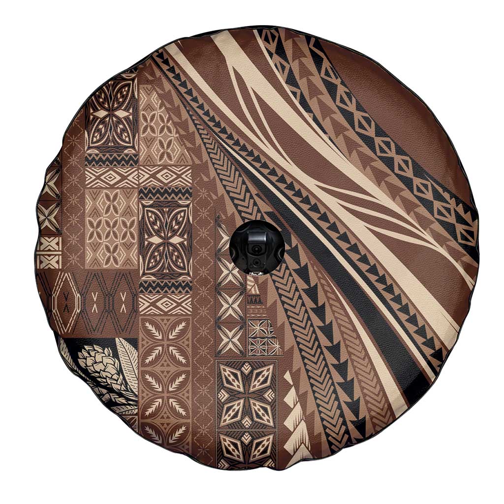 Pasifika Women's Day - Samoa Siapo Malu Tattoo Inspired Spare Tire Cover Brown