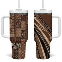 Pasifika Women's Day - Samoa Siapo Malu Tattoo Inspired Tumbler With Handle Brown