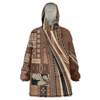 Pasifika Women's Day - Samoa Siapo Malu Tattoo Inspired Wearable Blanket Hoodie Brown LT7 One Size Brown - Polynesian Pride