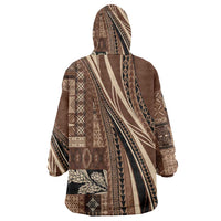 Pasifika Women's Day - Samoa Siapo Malu Tattoo Inspired Wearable Blanket Hoodie Brown LT7 - Polynesian Pride