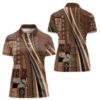 Pasifika Women's Day - Samoa Siapo Malu Tattoo Inspired Women Polo Shirt Brown
