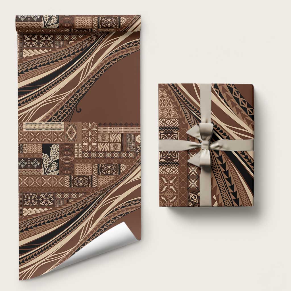 Pasifika Women's Day - Samoa Siapo Malu Tattoo Inspired Wrapping Paper Brown