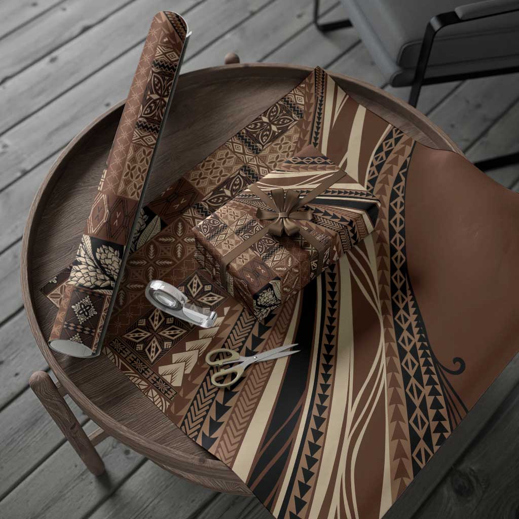 Pasifika Women's Day - Samoa Siapo Malu Tattoo Inspired Wrapping Paper Brown