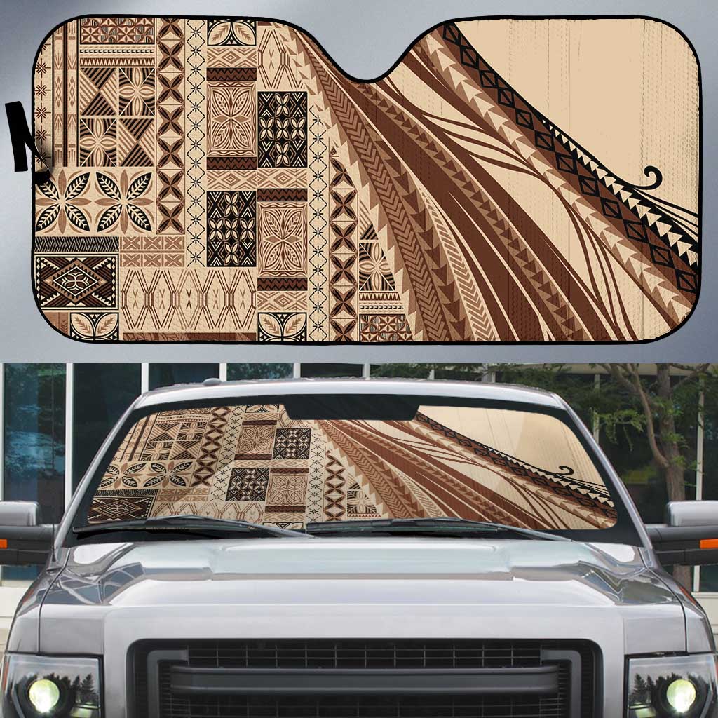 Pasifika Women's Day - Samoa Siapo Malu Tattoo Inspired Auto Sun Shade Beige