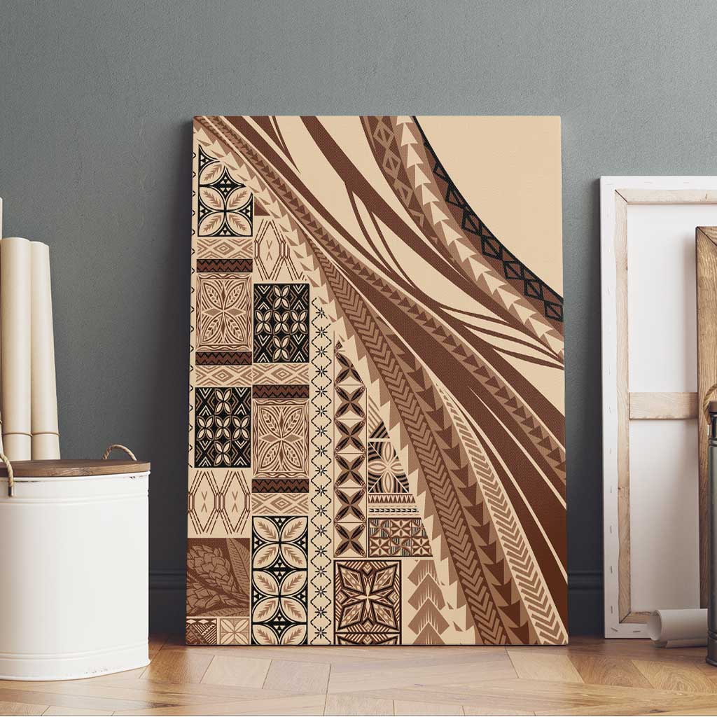 Pasifika Women's Day - Samoa Siapo Malu Tattoo Inspired Canvas Wall Art Beige LT7 - Polynesian Pride