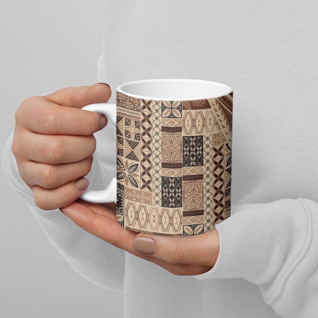 Pasifika Women's Day - Samoa Siapo Malu Tattoo Inspired Ceramic Mug Beige