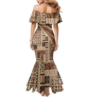 Pasifika Women's Day - Samoa Siapo Malu Tattoo Inspired Family Matching Mermaid Dress and Hawaiian Shirt Beige LT7 - Polynesian Pride