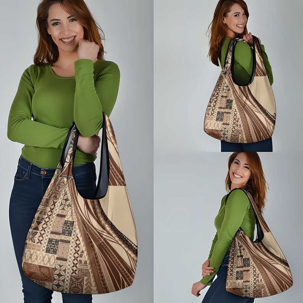 Pasifika Women's Day - Samoa Siapo Malu Tattoo Inspired Grocery Bag Beige