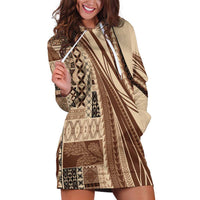 Pasifika Women's Day - Samoa Siapo Malu Tattoo Inspired Hoodie Dress Beige LT7 Beige - Polynesian Pride