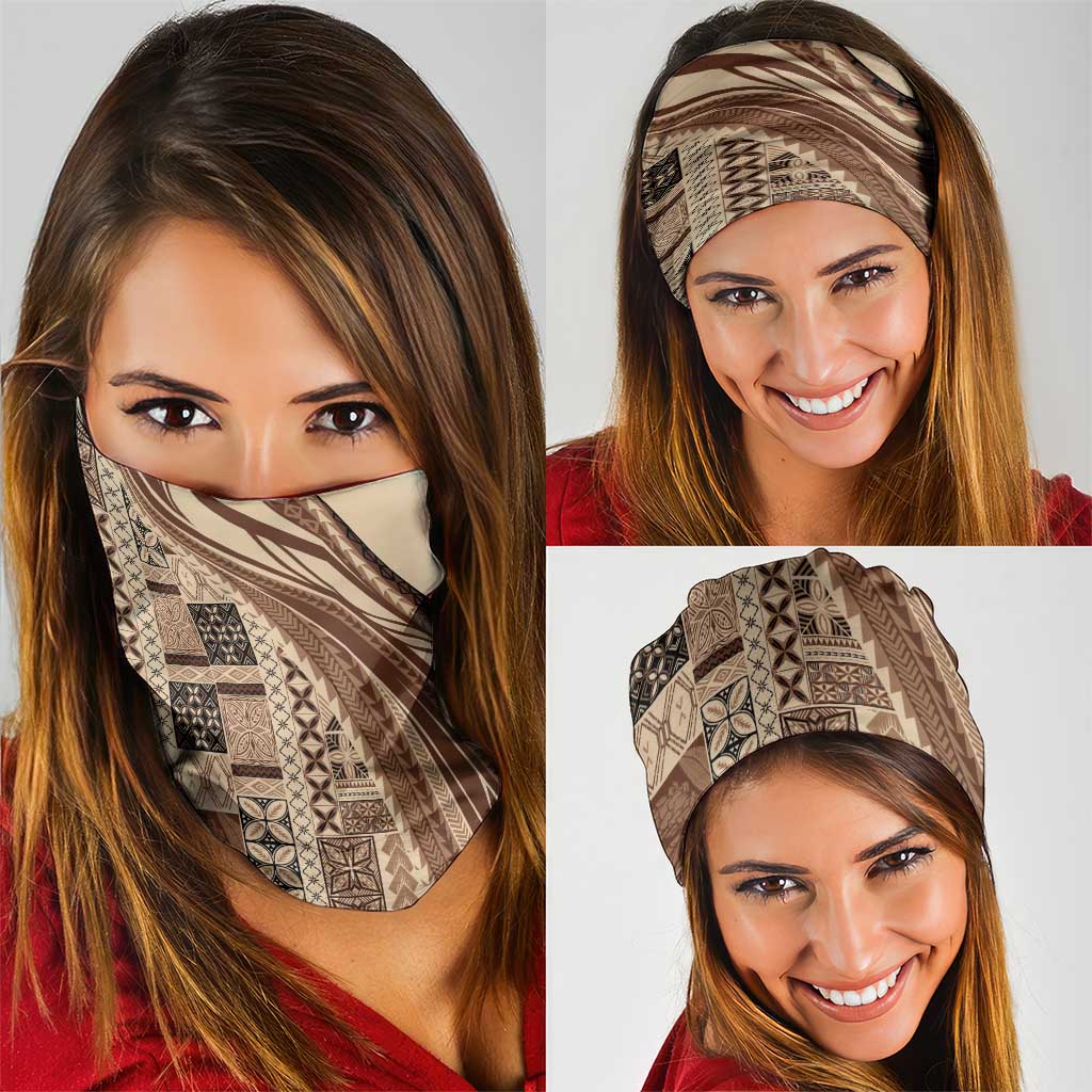 Pasifika Women's Day - Samoa Siapo Malu Tattoo Inspired Neck Gaiter Beige