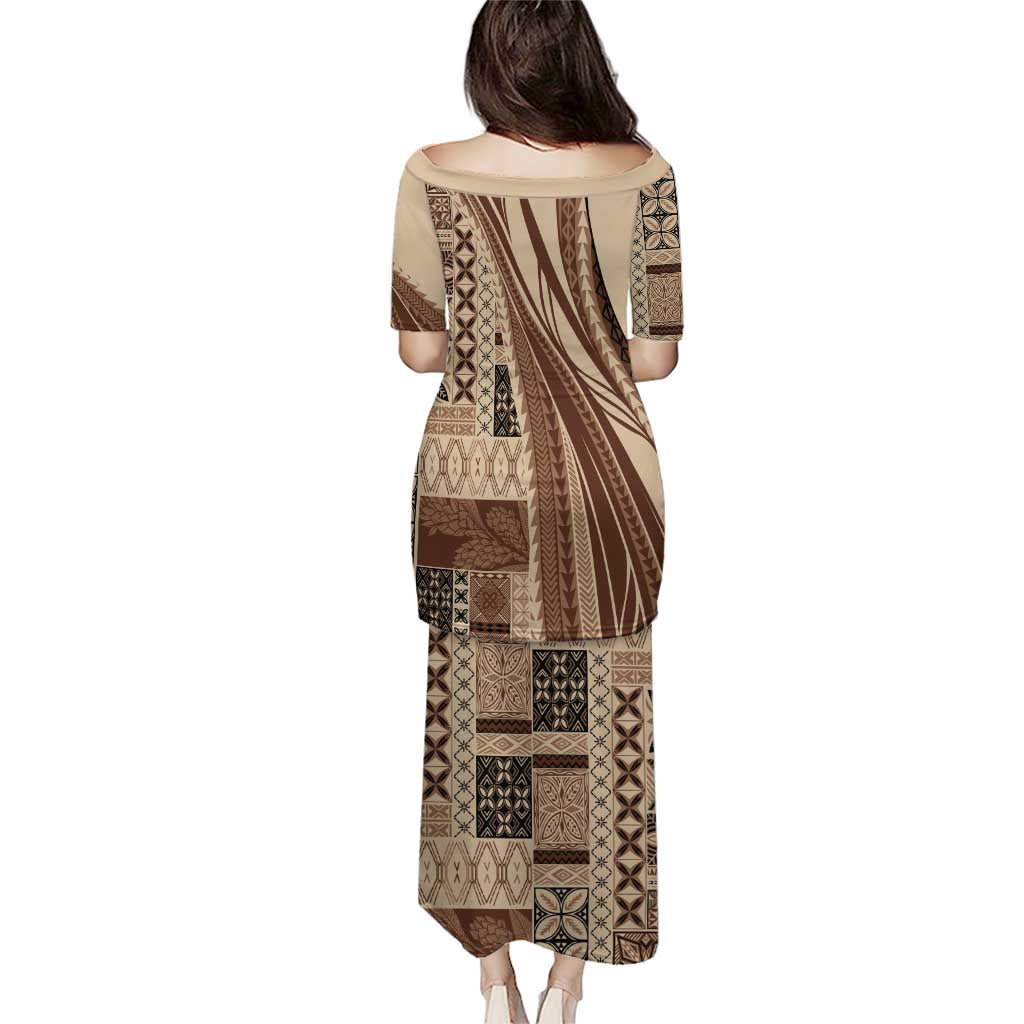 Pasifika Women's Day - Samoa Siapo Malu Tattoo Inspired Puletasi Beige LT7 - Polynesian Pride