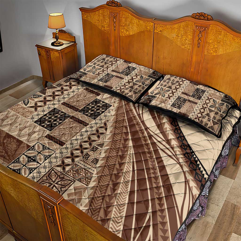Pasifika Women's Day - Samoa Siapo Malu Tattoo Inspired Quilt Bed Set Beige