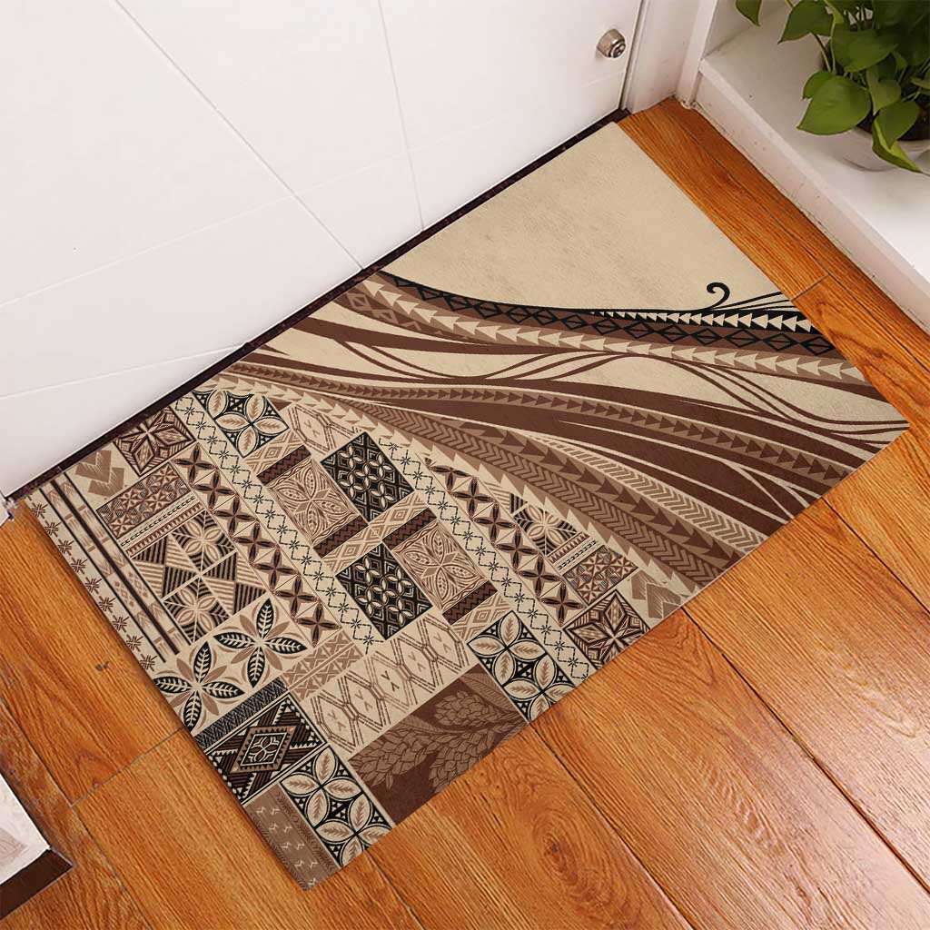 Pasifika Women's Day - Samoa Siapo Malu Tattoo Inspired Rubber Doormat Beige