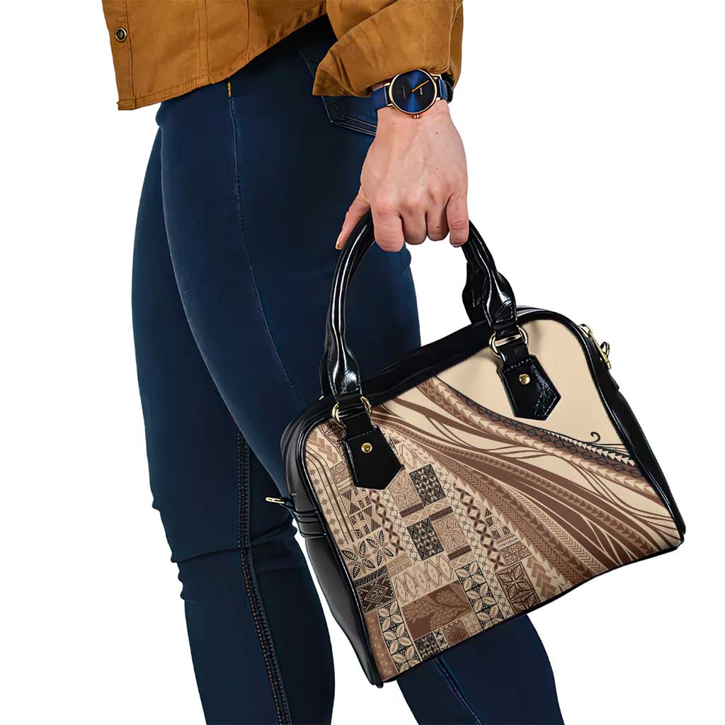 Pasifika Women's Day - Samoa Siapo Malu Tattoo Inspired Shoulder Handbag Beige LT7 - Polynesian Pride
