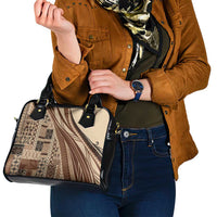 Pasifika Women's Day - Samoa Siapo Malu Tattoo Inspired Shoulder Handbag Beige LT7 - Polynesian Pride