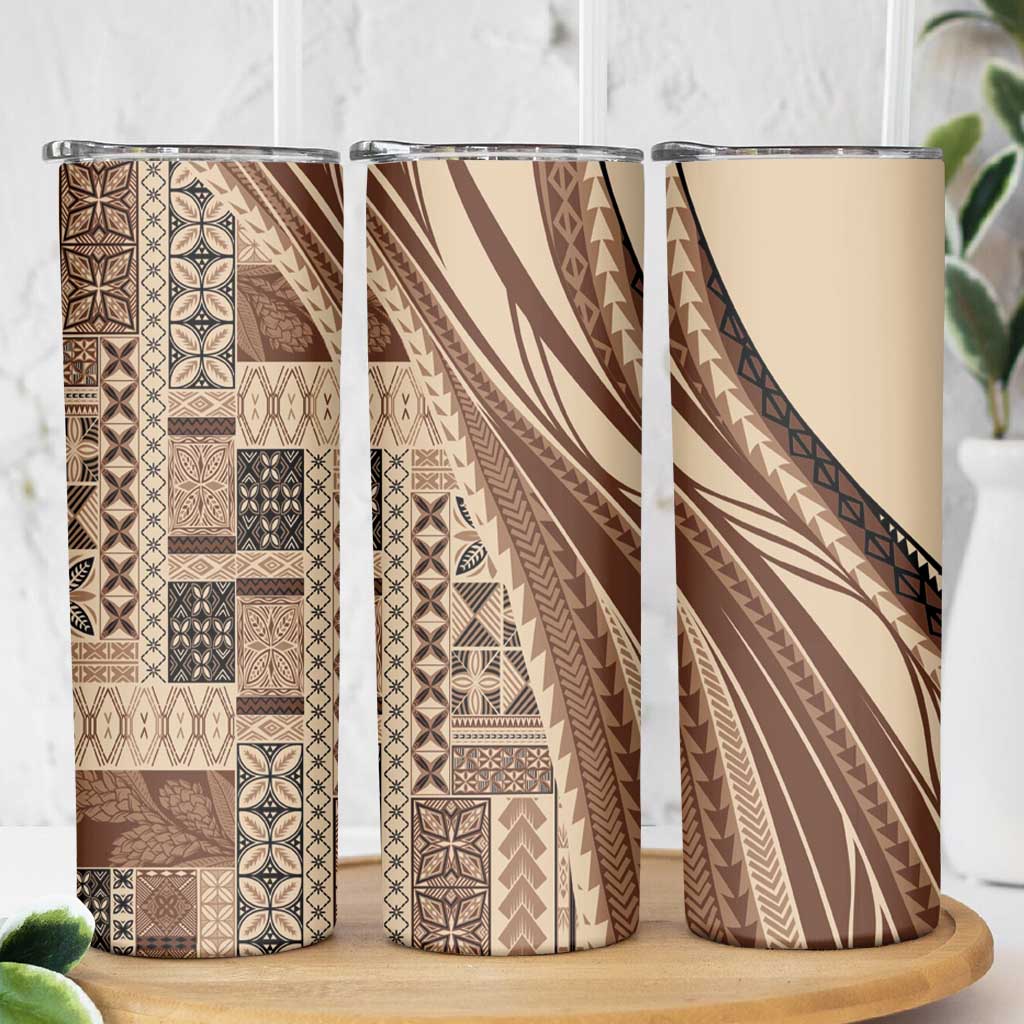 Pasifika Women's Day - Samoa Siapo Malu Tattoo Inspired Skinny Tumbler Beige