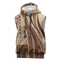 Pasifika Women's Day - Samoa Siapo Malu Tattoo Inspired Sleeveless Hoodie Beige LT7 Beige - Polynesian Pride