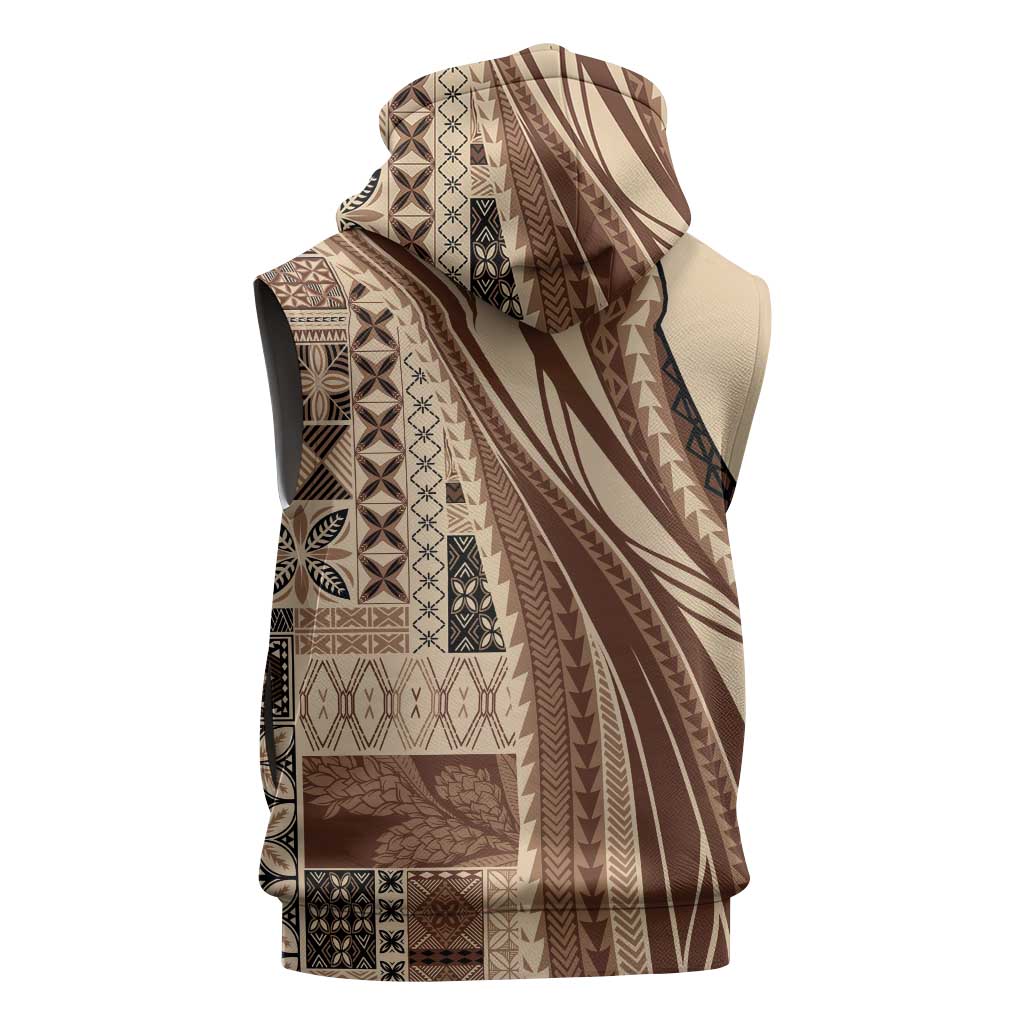 Pasifika Women's Day - Samoa Siapo Malu Tattoo Inspired Sleeveless Hoodie Beige LT7 - Polynesian Pride