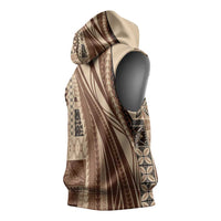 Pasifika Women's Day - Samoa Siapo Malu Tattoo Inspired Sleeveless Hoodie Beige LT7 - Polynesian Pride