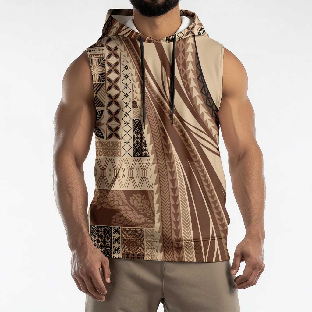 Pasifika Women's Day - Samoa Siapo Malu Tattoo Inspired Sleeveless Hoodie Beige LT7 - Polynesian Pride