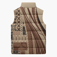 Pasifika Women's Day - Samoa Siapo Malu Tattoo Inspired Sleeveless Puffer Jacket Beige