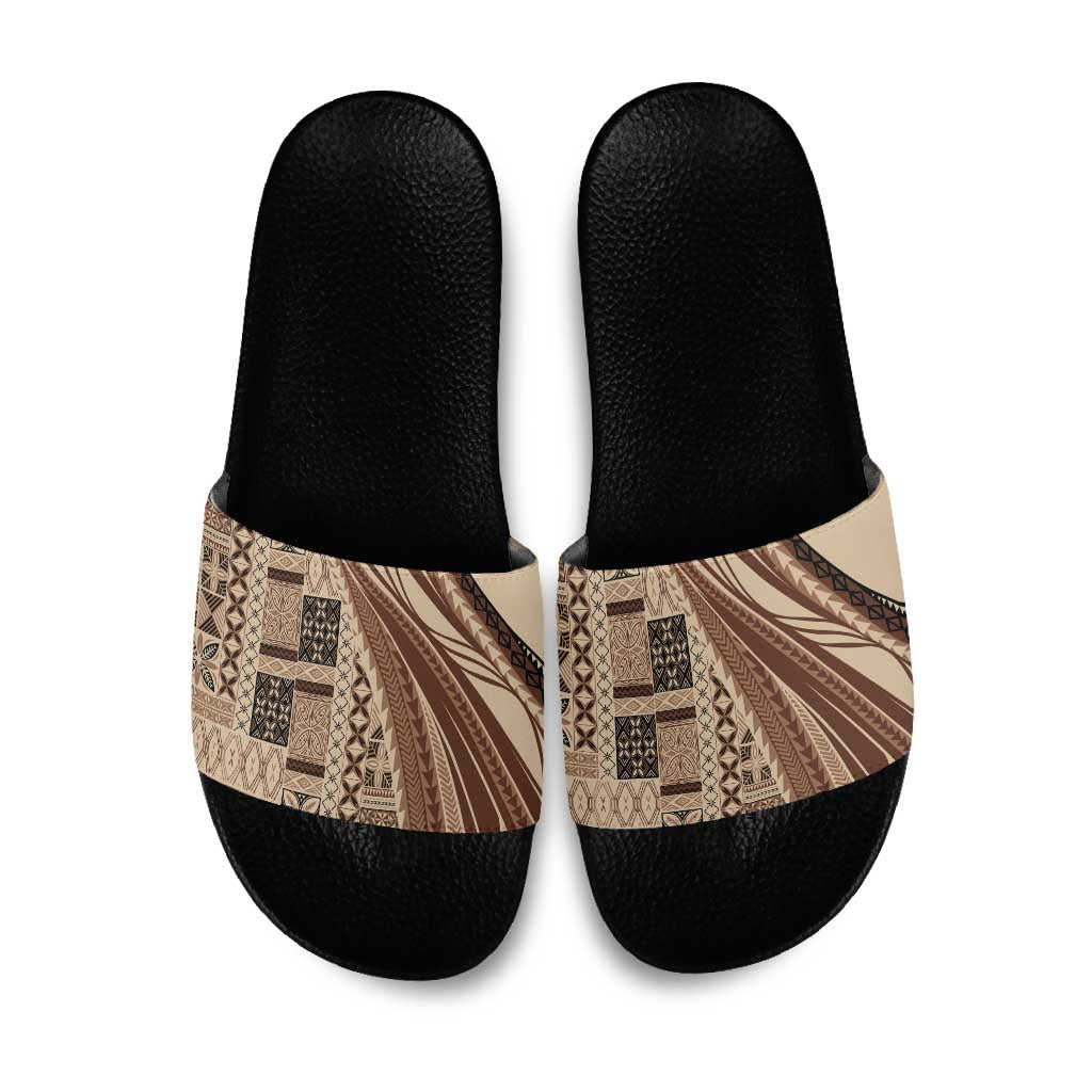 Pasifika Women's Day - Samoa Siapo Malu Tattoo Inspired Slide Sandals Beige LT7 Beige - Polynesian Pride